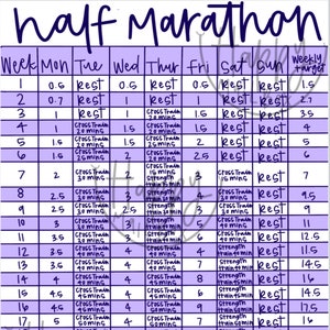 Half Marathon Training Plan Printable