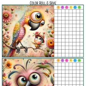 Bird Color Roll and Save Savings Challenge- With Cash Envelope