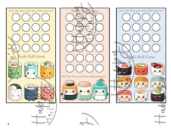 Sushi Roll the Dice Savings Challenge and Cash Envelope