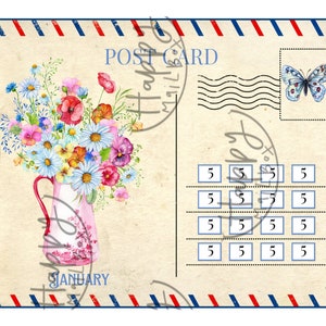 Défis d'épargne sur carte postale et enveloppes de trésorerie - Mois de janvier, février et mars
