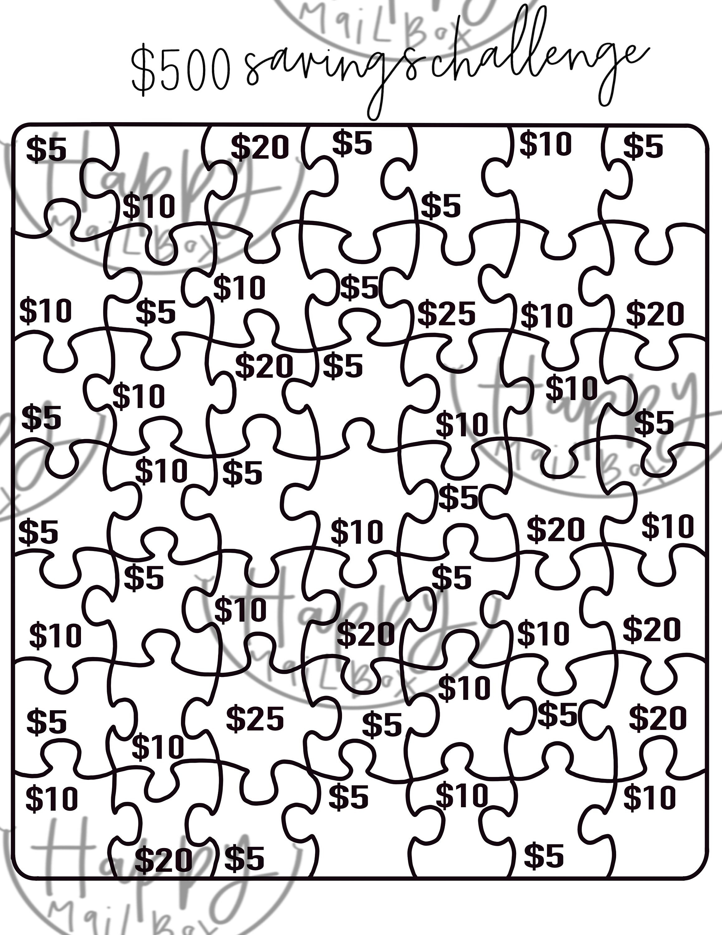 Puzzle Savings Challenge - Etsy