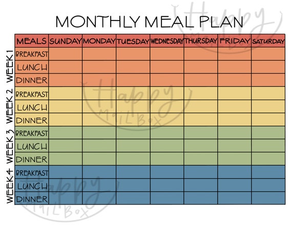 Monthly Meal Plan - Etsy