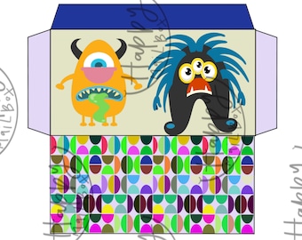 Monster Savings Challenge mit Geldumschlag für Kinder