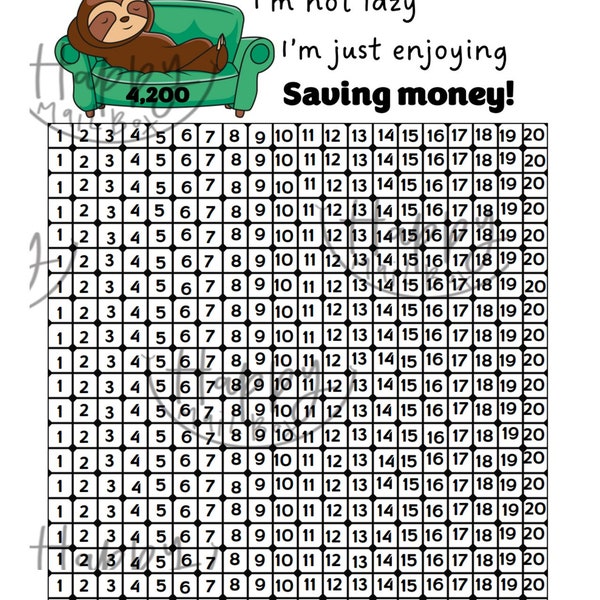 Sloth Savings Challenge and Cash Envelope