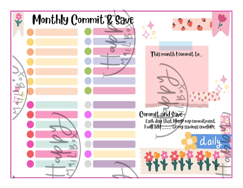 Monthly Commitment Savings Challenge and Cash Envelope - Etsy