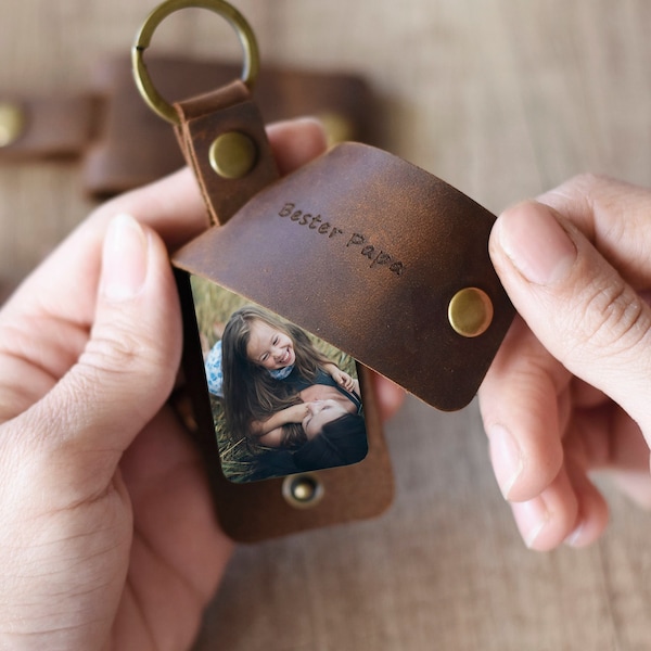 Personalisierter Foto Schlüsselanhänger| Personalisierter Leder Schlüsselanhänger mit Foto