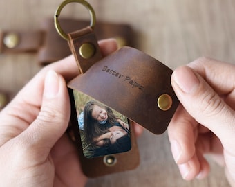 Llavero con foto personalizado| Llavero de piel personalizado con foto