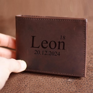 Geschenk zum 18. Geburtstag Junge Leder Portemonnaie personalisiert | Ausbildungsbeginn Geschenk mit Gravur