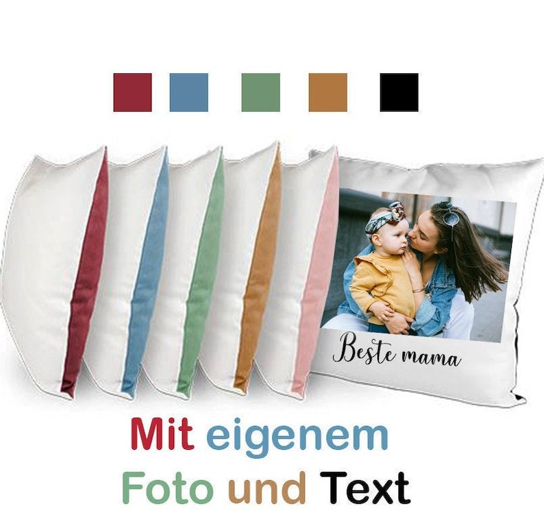 Foto Kissen mit Ihrem Wunschbild/ Fotokissen 40x40 mit bunter Rückseite Bild 1