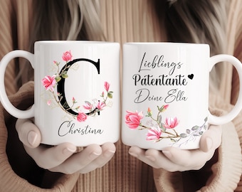 Personalisierte Tasse als Geschenk für die Patentante mit Namen und Deinem Text Personalisiert | Lieblingspatentante Kaffeebecher |