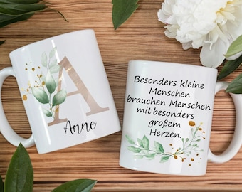 Danke Tasse für Erzieher | Hebamme | Erzieherin Personalisiert mit Buchstabe Namen Wunschtext | Abschiedsgeschenk Erzieherin