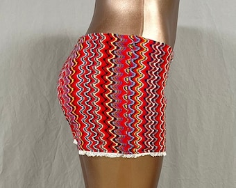 One-of-a-kind, Psychedelic shorts, Free shipping, Mid waist hot pants, Rave bottoms, Retro shorts