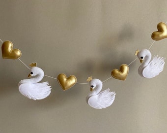 Swan garland, swan nursery decor, swan baby shower