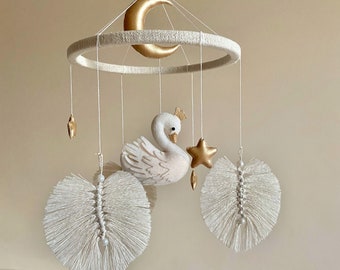 Swan mobile nursery, baby shower gift