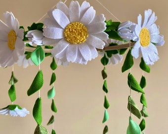 Baby mobile flowers, floral mobile nursery, daisy mobile, baby mobile girl, baby room decor, nursery decor girl