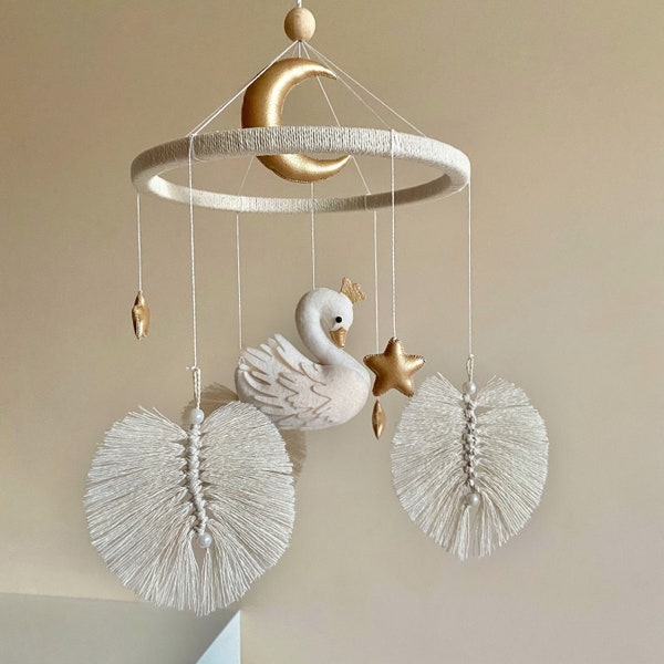 Swan mobile nursery, baby shower gift