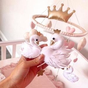 Schwan Baby Mobile, Baby-Dusche-Geschenk, Schwan Kinderzimmer Dekor, Neugeborenen Baby Geschenk, Krippe mobile, Baby Mobile Mädchen, Schwangerschaft Geschenk, Neugeborene Mädchen Geschenk