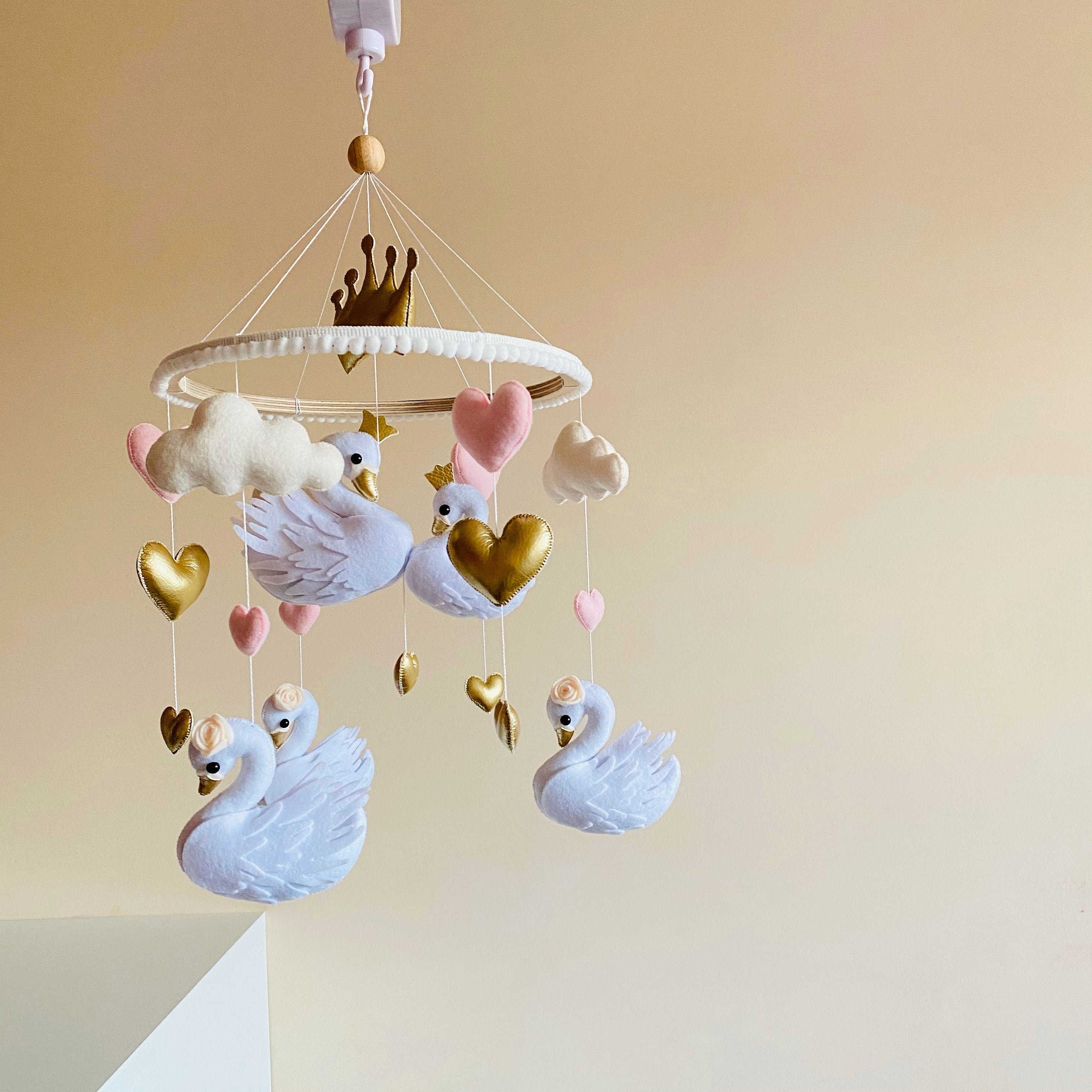 Swan nursery mobile swan mobile baby crib mobile mobile Etsy