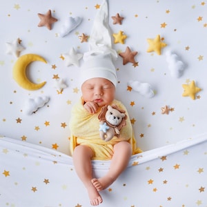 Newborn moon and stars prop set felt, newborn photography prop