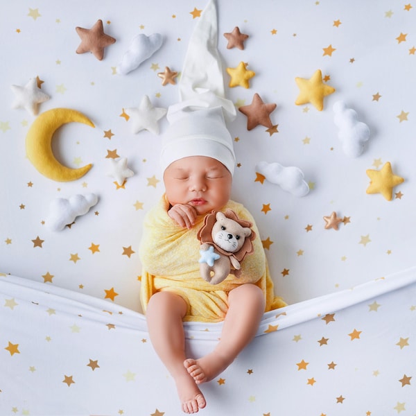 Newborn moon and stars prop set felt, newborn photography prop