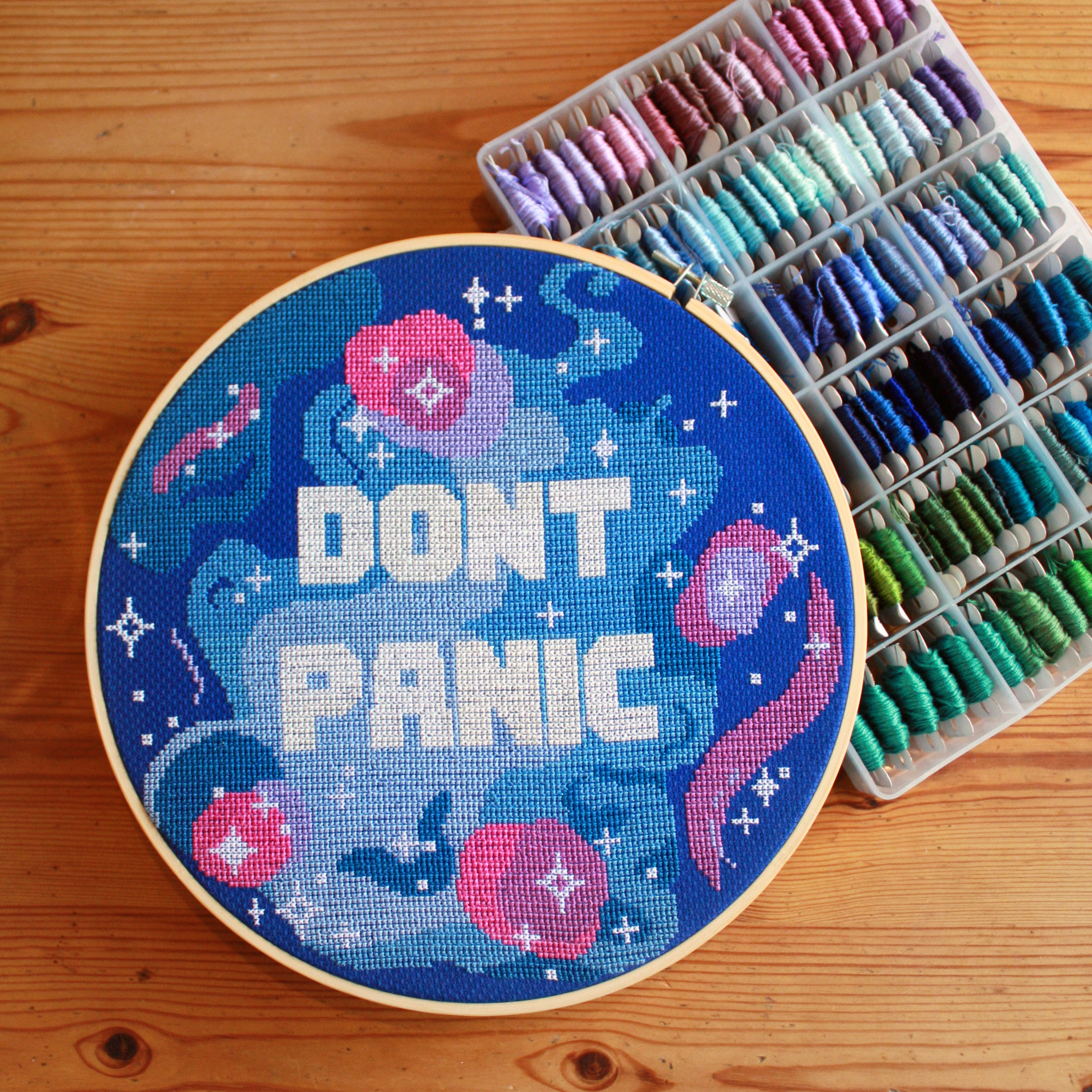 Don't Panic Cross Stitch Pattern, Full-colour PDF, Instant Download ...