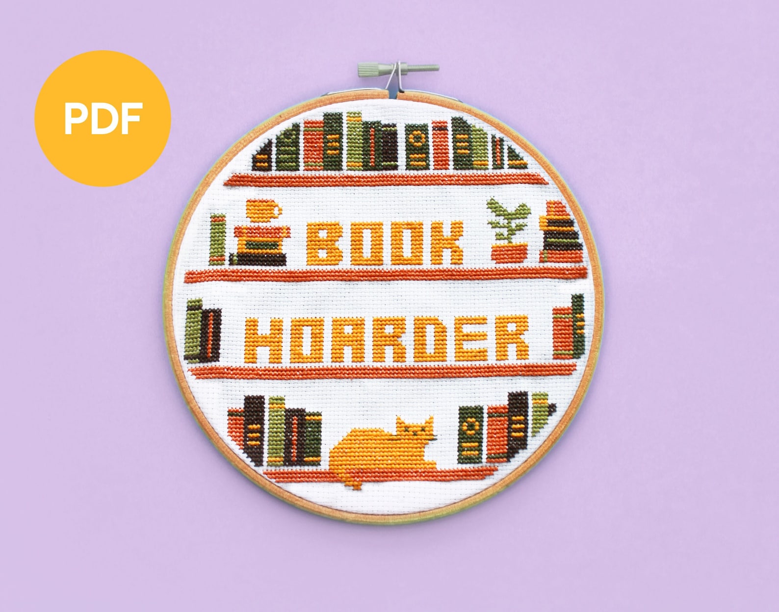 Book Hoarder Cross Stitch Book Cross Stitch Pattern Reading Etsy