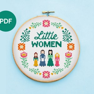 Little Women Cross Stitch Pattern, instant download PDF, full instructions, suitable for beginner and advanced stitchers