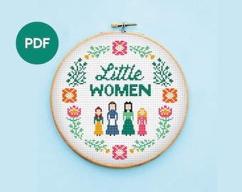 Little Women Cross Stitch Pattern, instant download PDF, full instructions, suitable for beginner and advanced stitchers