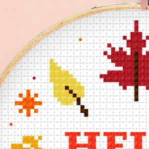 Hello Fall, Autumn Cross Stitch Pattern, Instant Download PDF, Full ...