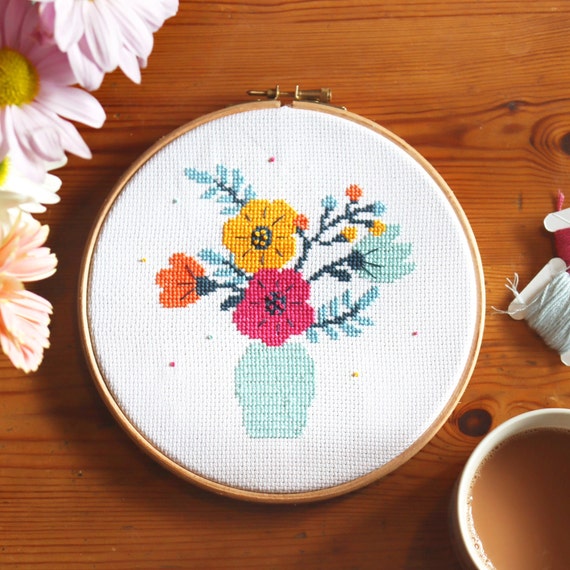 【CPGN STUDIO】25SS★ Flower Stitch Embroidery Short Sleeve Flower Garden Cross Stitch Pattern | Instant Download