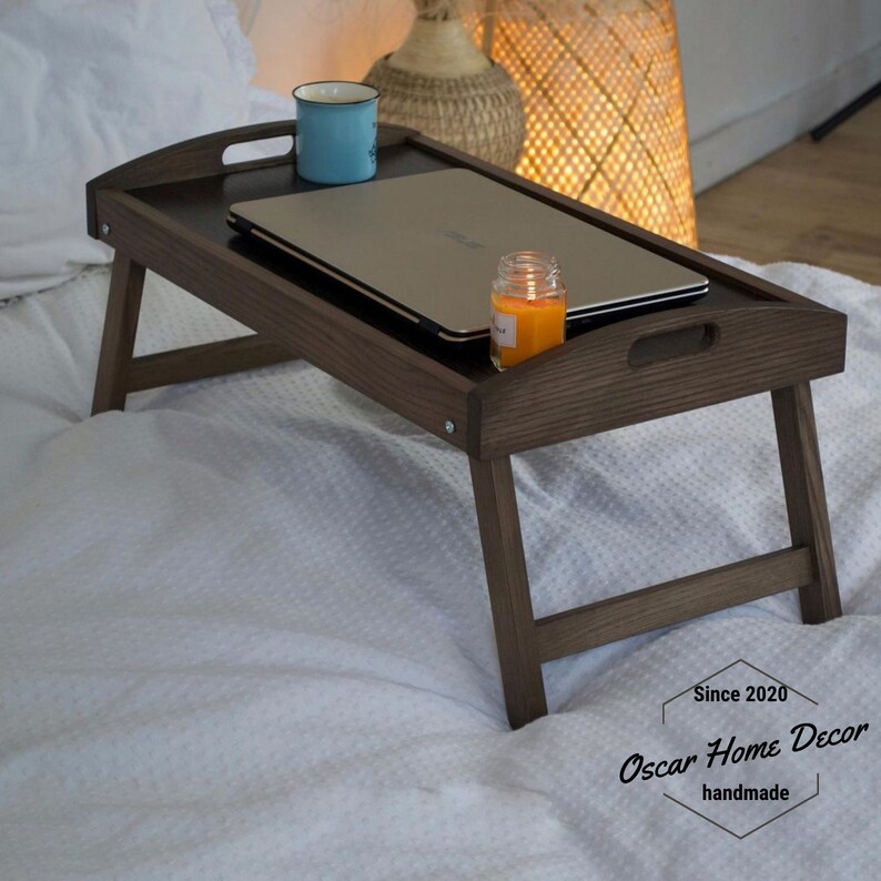 Bed Breakfast Table With Folding Legs Wood Serving Tray Etsy