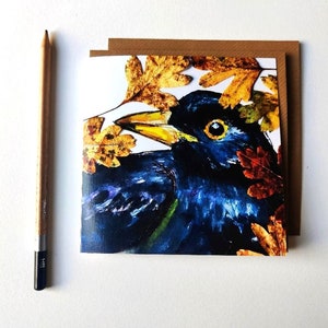 Amsel - Britische Vogel Karte - Grußkarte - Vogel Weihnachtskarte - Vogel Illustration - Britische Natur - Aquarell Vögel - Wildlife