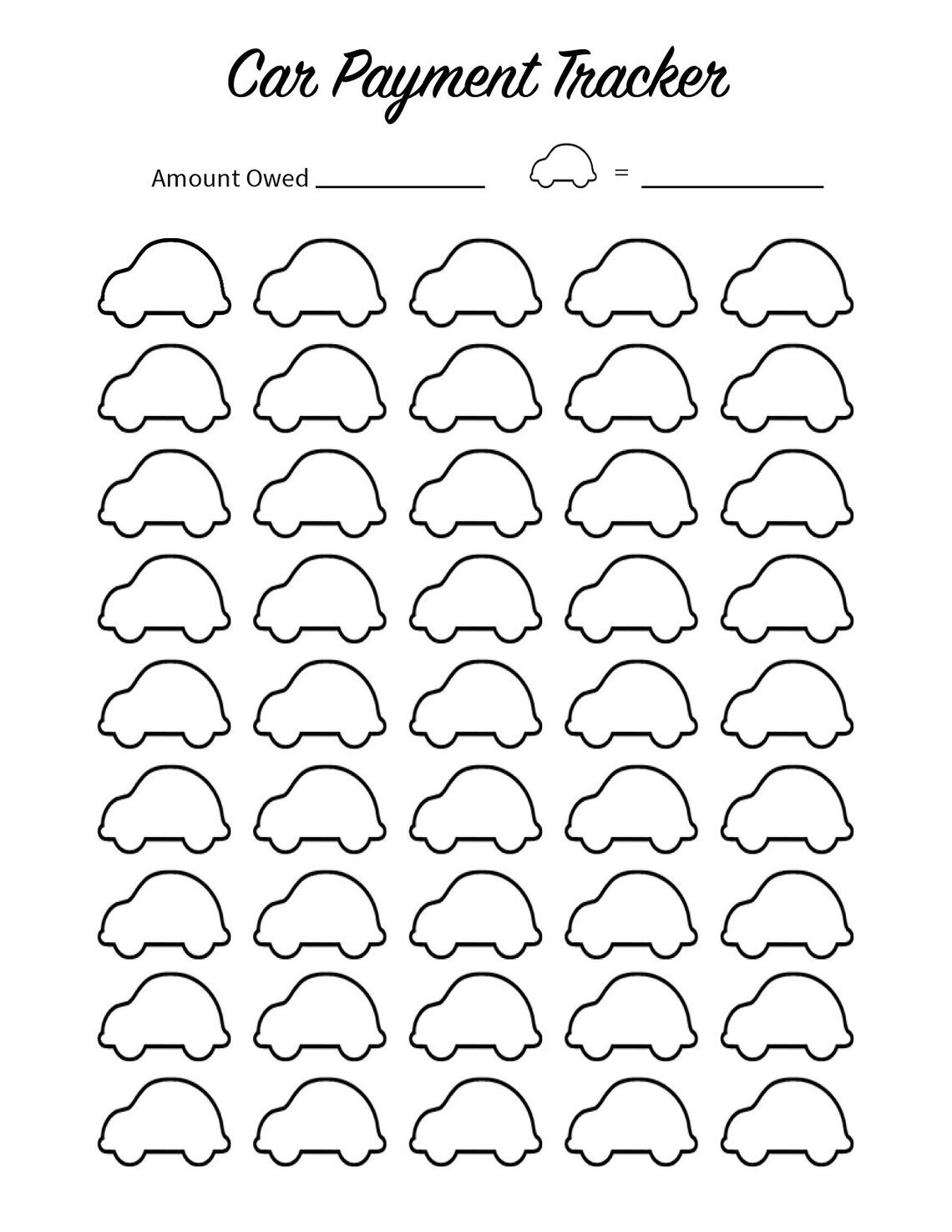 Car Payment Tracker Printable - Etsy