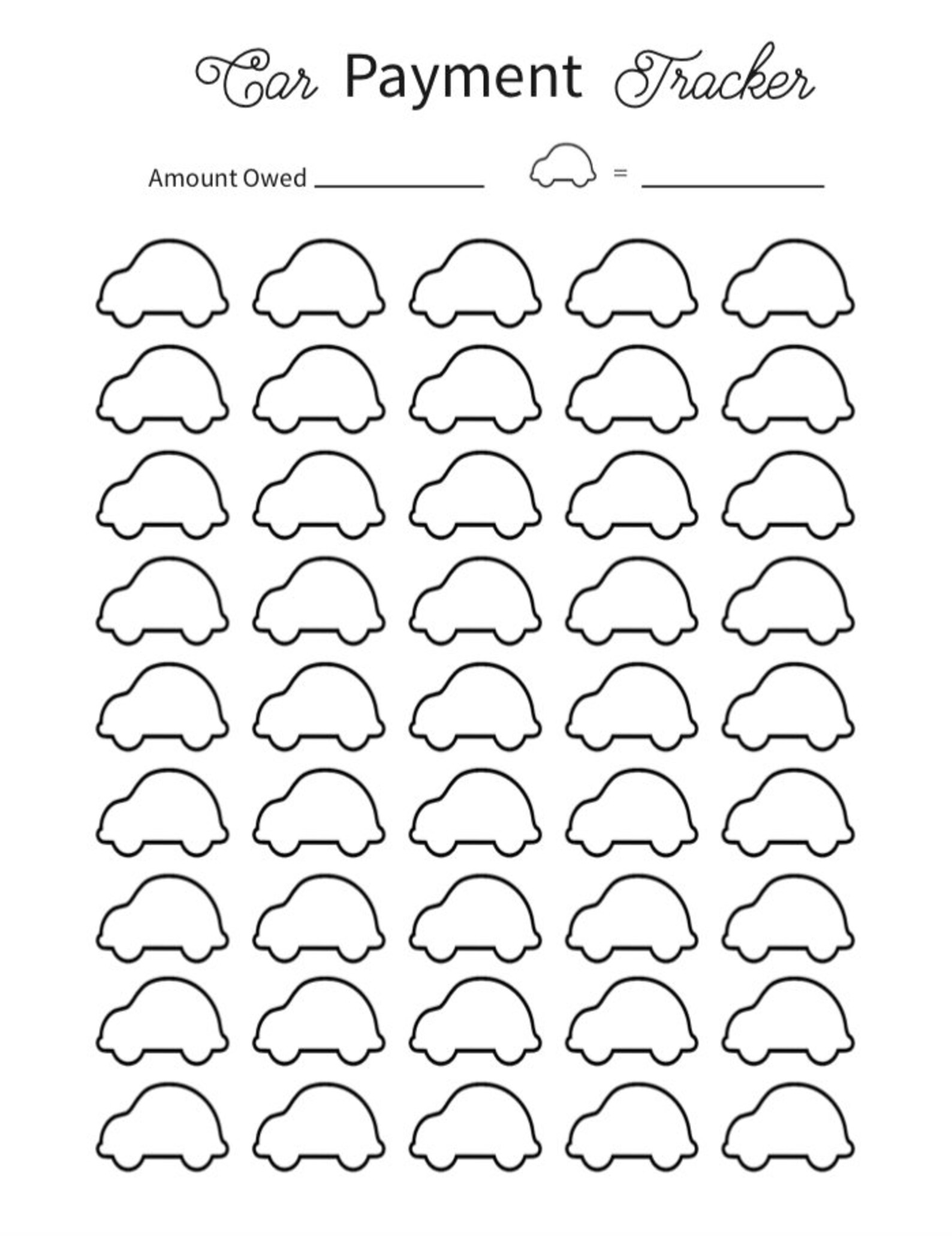 Car Payment Tracker Printable Etsy