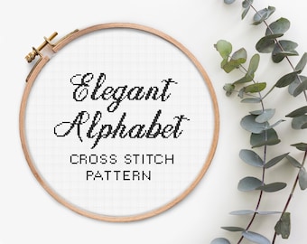 Élégant calligraphie alphabet motif point de croix, polices modernes dessinées à la main xstitch lettres, alphabet complet PDF numérique, téléchargement immédiat