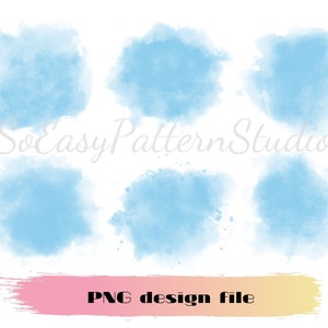 Blue Watercolor Splashes Png bundle, Paint Drip, Hand watercolor Painted spot, Watercolor Shapes background, Graphics Png sublimation