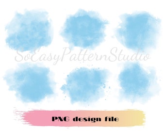 Blue Watercolor Splashes Png bundle, Paint Drip, Hand watercolor Painted spot, Watercolor Shapes background, Graphics Png sublimation