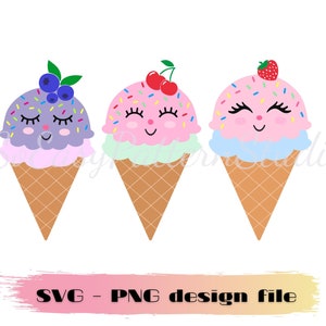 Cute Ice Cream SVG Bundle Cut File, Cricut Cutting Files, Silhouette Cut Files, Ice Cream Cone Png, Double Ice Cream svg, Summer Party svg