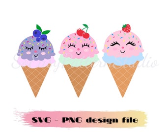 Cute Ice Cream SVG Bundle Cut File, Cricut Cutting Files, Silhouette Cut Files, Ice Cream Cone Png, Double Ice Cream svg, Summer Party svg