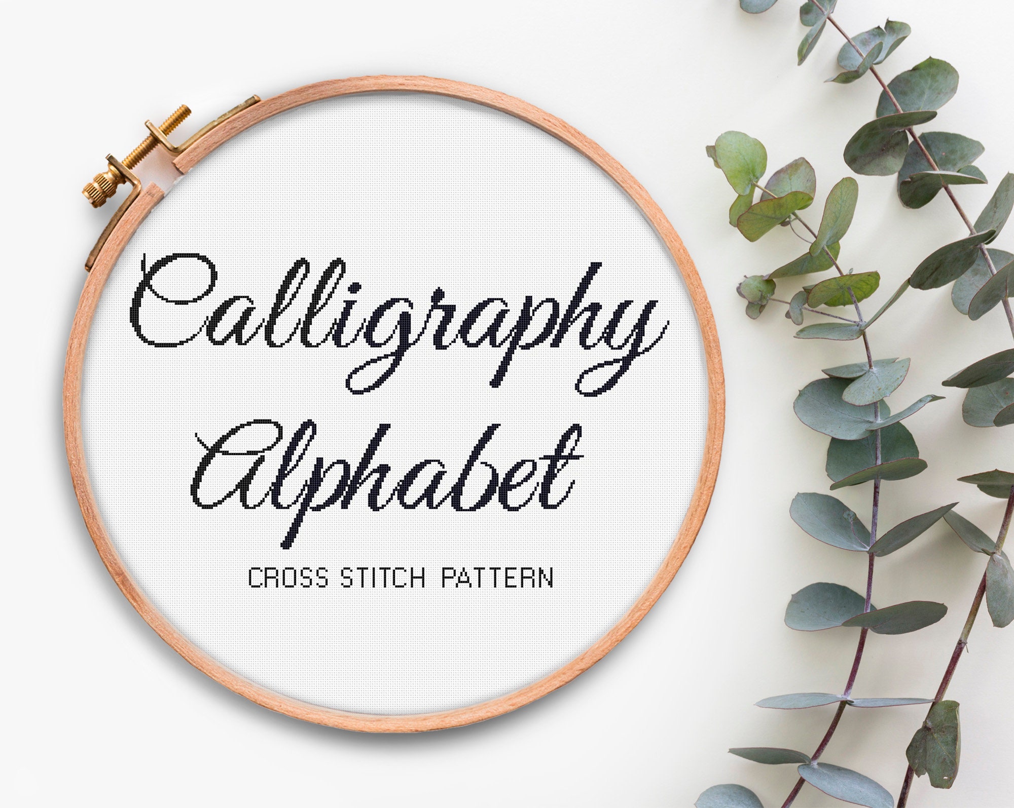 Alphabet cross stitch pattern Calligraphy Font Letters cross stitch Pdf pattern Text cross stitch chart Hand Drawn Alphabet Cross stitch