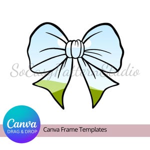 Coquette Bow Canva Frame | Editable Ribbon Bow Template | Easy Drag & Drop Photo Design for DIY POD Business | Customizable Girly Bow Frames