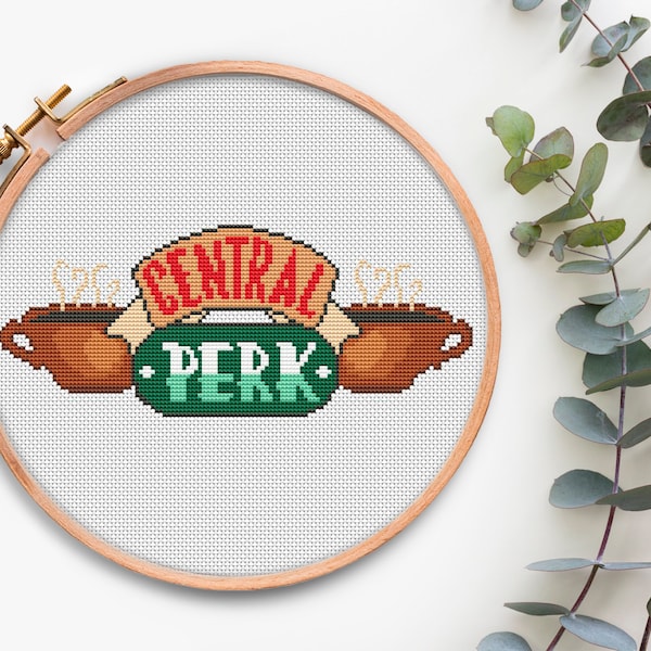 Patrón de punto de cruz Central Perk PDF Programa de televisión Friends Gráfico de punto de cruz contado Punto de cruz moderno Punto de cruz de café Xstitch divertido