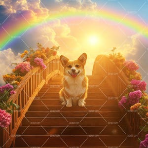Rainbow Bridge Digital Backdrop, Pets Memorial Background, Pet Loss Photography Background, Way to Heaven Sympathy Digital Download