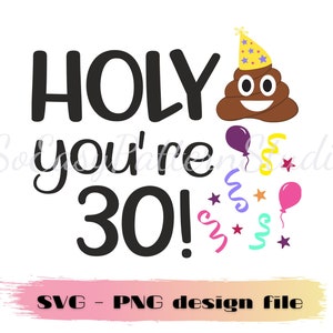 Holy Shit je bent 30 Svg Png ontwerp, 30e verjaardag svg, Toiletpapier Gag Gift, Cut File voor Cricut, Adult Birthday Party Svg