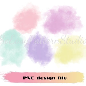 Watercolor Splashes Png bundle, Brush Stroke clipart, Pastel Brush Strokes Clipart, Watercolor Paint Stroke Elements, Png sublimation