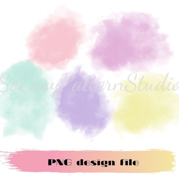 Watercolor Splashes Png bundle, Brush Stroke clipart, Pastel Brush Strokes Clipart, Watercolor Paint Stroke Elements, Png sublimation