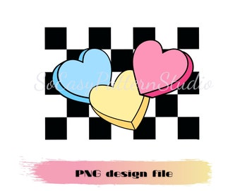 Candy hearts Png Design File, Sweet Heart Candies Png, Groovy valentines Png, Conversation hearts, Valentine Decor digital, instant download