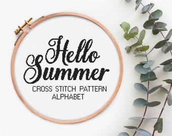 Alphabet cross stitch pattern Calligraphy Font Letters cross stitch Pdf pattern Text cross stitch chart Hand Drawn Alphabet Cross stitch