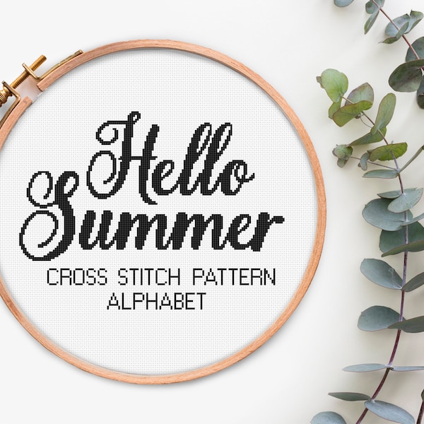 Alphabet cross stitch pattern Calligraphy Font Letters cross stitch Pdf pattern Text cross stitch chart Hand Drawn Alphabet Cross stitch