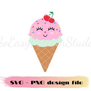Cute Ice Cream SVG Cut File, Cricut Cutting Files, Silhouette Cut Files, Ice Cream Cone Png, Double Ice Cream svg, Summer Party svg